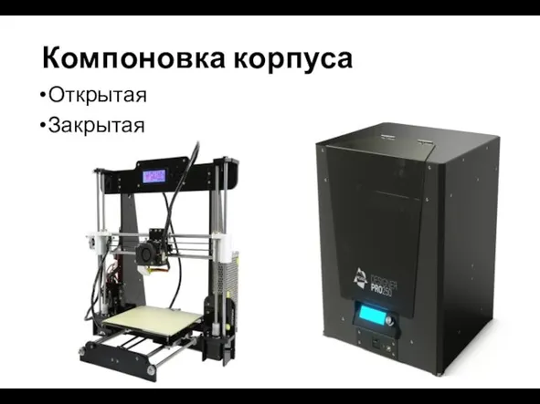 Компоновка корпуса Открытая Закрытая