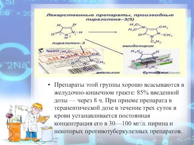 Препараты этой группы хорошо всасываются в желудочно-кишечном тракте: 85% введенной дозы —