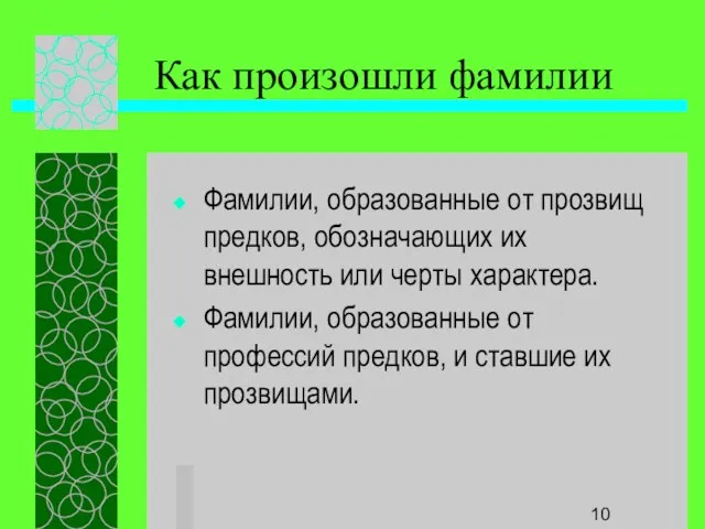 Как произошли фамилии Фамилии, образованные от прозвищ предков, обозначающих их внешность или