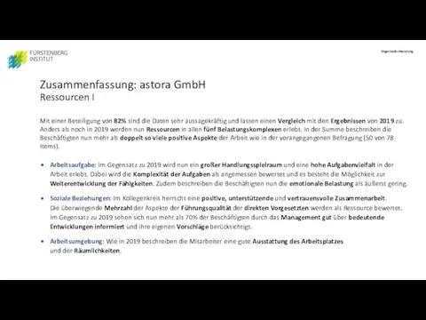 Zusammenfassung: astora GmbH Ressourcen I Mit einer Beteiligung von 82% sind die