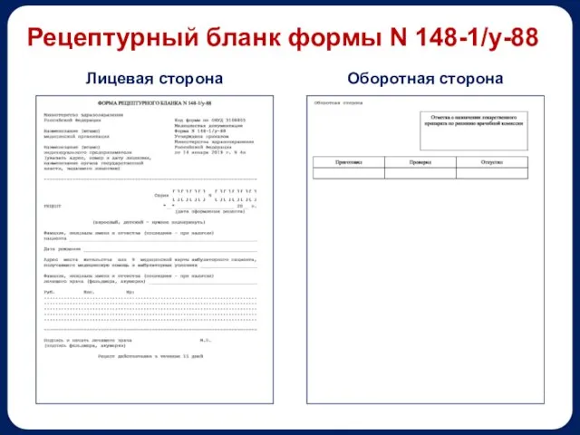 Рецептурный бланк формы N 148-1/у-88