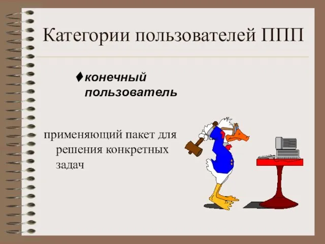 Категории пользователей ППП конечный пользователь применяющий пакет для решения конкретных задач