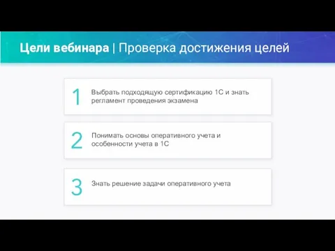 Цели вебинара | Проверка достижения целей 1 2 3 Выбрать подходящую сертификацию