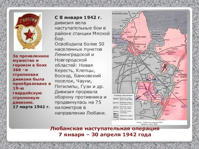 Любанская наступательная операция 7 января – 30 апреля 1942 года С 8