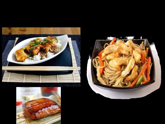 Для приготовления терияки-блюд традиционно используются: ·В Японии – рыба (сельдь, марлин, полосатый