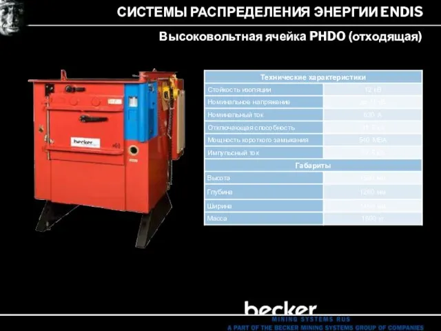 СИСТЕМЫ РАСПРЕДЕЛЕНИЯ ЭНЕРГИИ ENDIS Высоковольтная ячейка PHDO (отходящая)