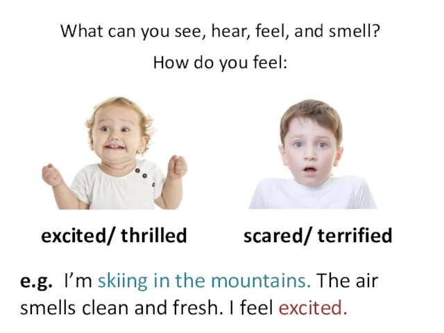 What can you see, hear, feel, and smell? How do you feel: