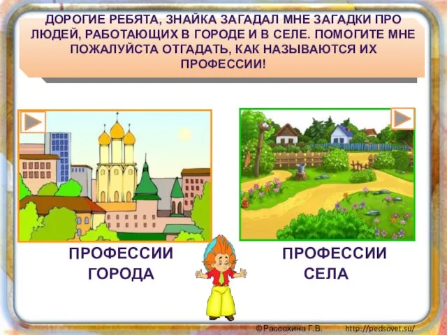 ПРОФЕССИИ ГОРОДА ПРОФЕССИИ СЕЛА ДОРОГИЕ РЕБЯТА, ЗНАЙКА ЗАГАДАЛ МНЕ ЗАГАДКИ ПРО ЛЮДЕЙ,