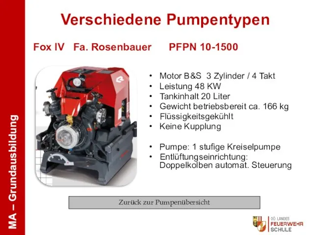 Fox IV Fa. Rosenbauer PFPN 10-1500 Motor B&S 3 Zylinder / 4