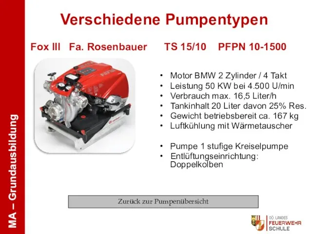 Fox III Fa. Rosenbauer TS 15/10 PFPN 10-1500 Motor BMW 2 Zylinder