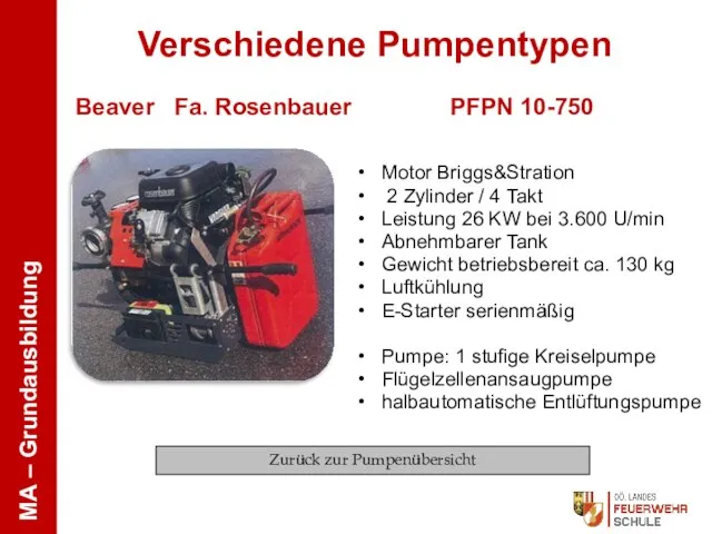 Beaver Fa. Rosenbauer PFPN 10-750 Motor Briggs&Stration 2 Zylinder / 4 Takt