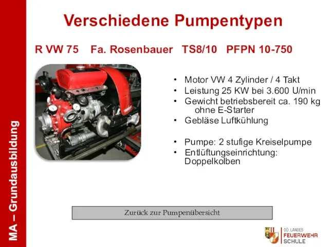 R VW 75 Fa. Rosenbauer TS8/10 PFPN 10-750 Motor VW 4 Zylinder