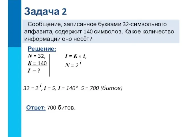 Сообщение, записанное буквами 32-символьного алфавита, содержит 140 символов. Какое количество информации оно