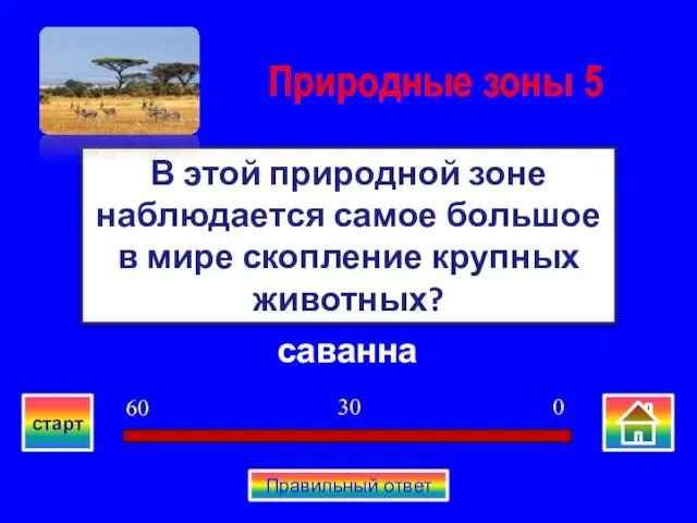 саванна В этой природной зоне наблюдается самое большое в мире скопление крупных