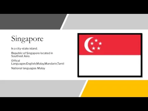 Singapore Is a city-state island. Republic of Singapore located in Southest Asia.
