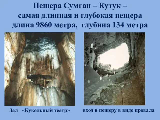 Пещера Сумган – Кутук – самая длинная и глубокая пещера длина 9860