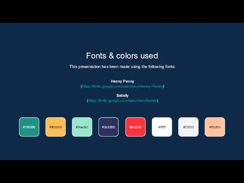 Fonts & colors used This presentation has been made using the following