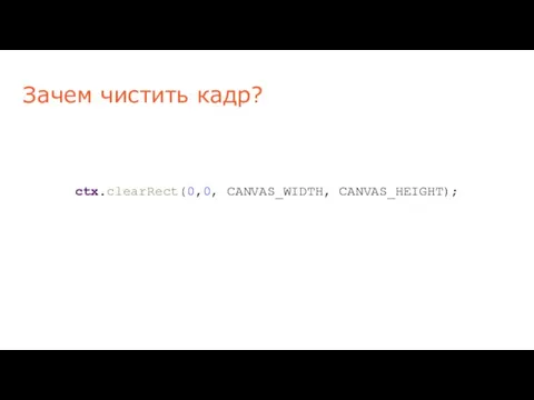 Зачем чистить кадр? ctx.clearRect(0,0, CANVAS_WIDTH, CANVAS_HEIGHT);