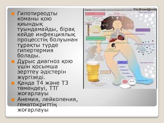 Гипотиреодты команы қою қиындық туындамайды, бірақ кейде инфекциялық процесстің болуынан тұрақты түрде