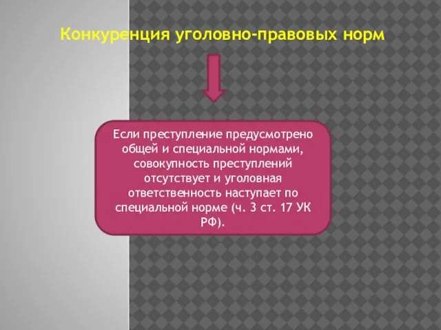 Конкуренция уголовно-правовых норм Если преступление предусмотрено общей и специальной нормами, совокупность преступлений