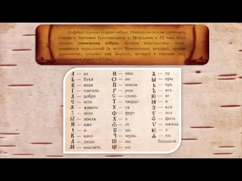 Алфавит гораздо старше азбуки. Именно на основе греческого алфавита братьями Константином и