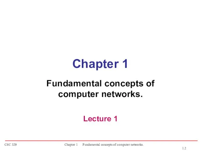 Chapter 1 Fundamental concepts of computer networks. Lecture 1 1.