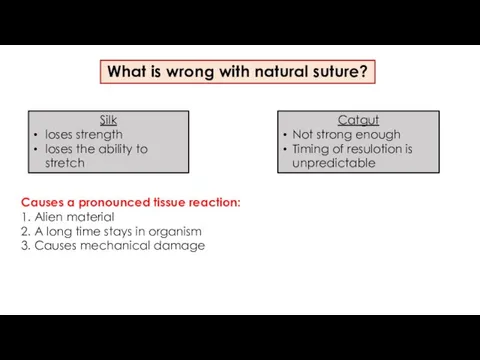 What is wrong with natural suture? Silk loses strength loses the ability