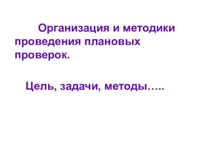 Организация и методики проведения плановых проверок. Цель, задачи, методы…..