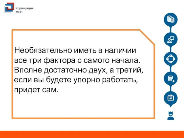 Необязательно иметь в наличии все три фактора с самого начала. Вполне достаточно