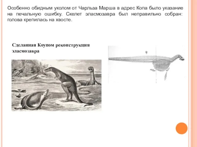 Особенно обидным уколом от Чарльза Марша в адрес Копа было указание на