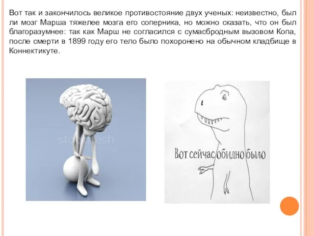 Вот так и закончилось великое противостояние двух ученых: неизвестно, был ли мозг