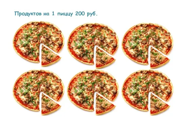 Продуктов на 1 пиццу 200 руб.