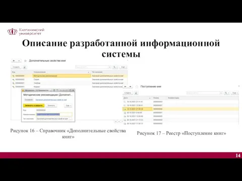 Описание разработанной информационной системы Рисунок 16 – Справочник «Дополнительные свойства книг» Рисунок