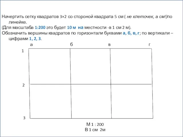 Начертить сетку квадратов 3×2 со стороной квадрата 5 см ( не клеточек,