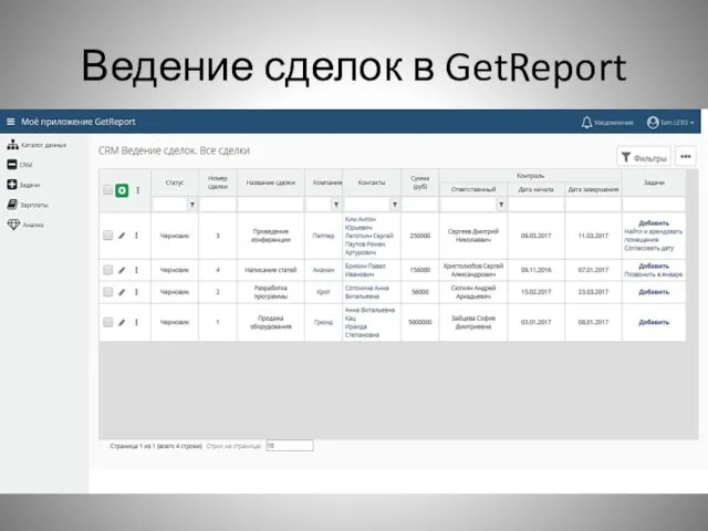 Ведение сделок в GetReport