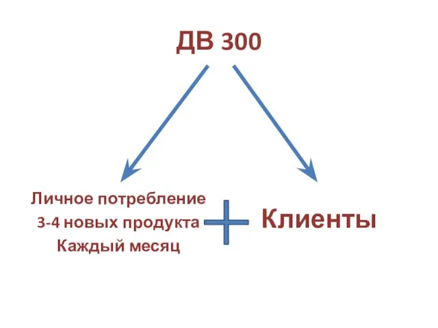 ДВ 300 Личное потребление 3-4 новых продукта Каждый месяц Клиенты