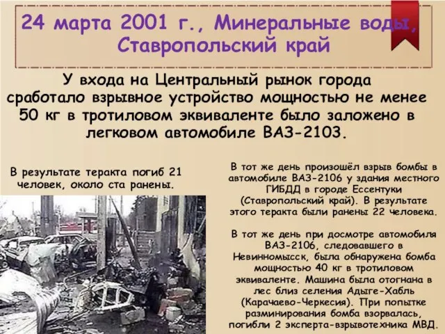 24 марта 2001 г., Минеральные воды, Ставропольский край У входа на Центральный