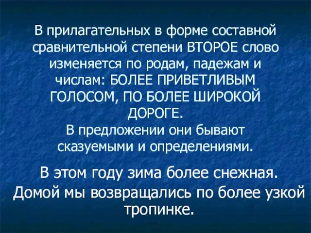 В прилагательных в форме составной сравнительной степени ВТОРОЕ слово изменяется по родам,