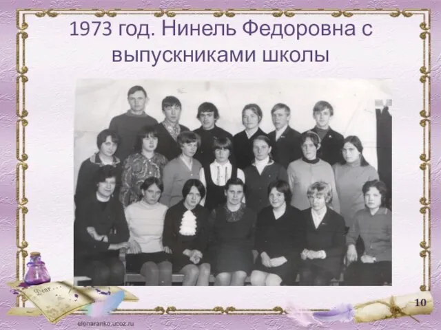 1973 год. Нинель Федоровна с выпускниками школы