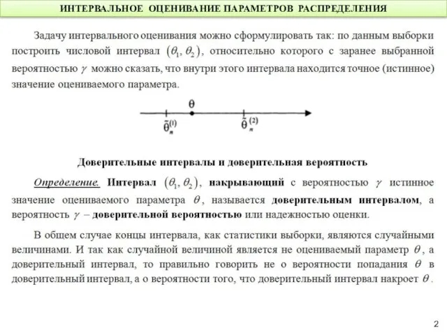 ИНТЕРВАЛЬНОЕ ОЦЕНИВАНИЕ ПАРАМЕТРОВ РАСПРЕДЕЛЕНИЯ