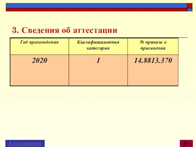 3. Сведения об аттестации К содержанию