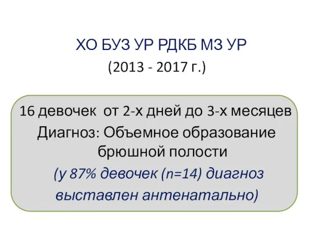 ХО БУЗ УР РДКБ МЗ УР (2013 - 2017 г.) 16 девочек