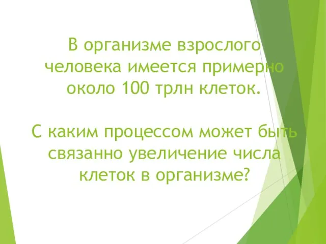 В организме взрослого человека имеется примерно около 100 трлн клеток. С каким