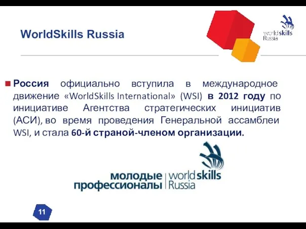 WorldSkills Russia 11 Россия официально вступила в международное движение «WorldSkills International» (WSI)