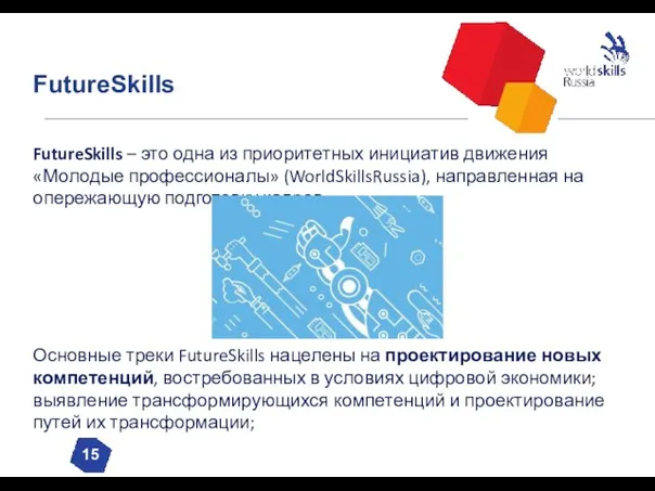 FutureSkills 15 FutureSkills – это одна из приоритетных инициатив движения «Молодые профессионалы»