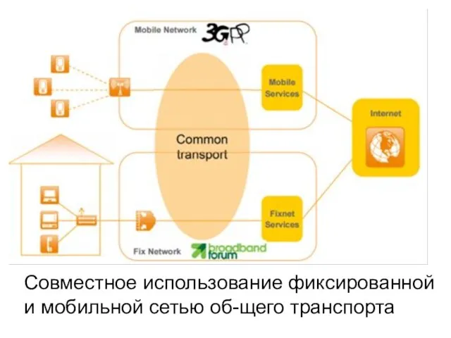 Совместное использование фиксированной и мобильной сетью об-щего транспорта