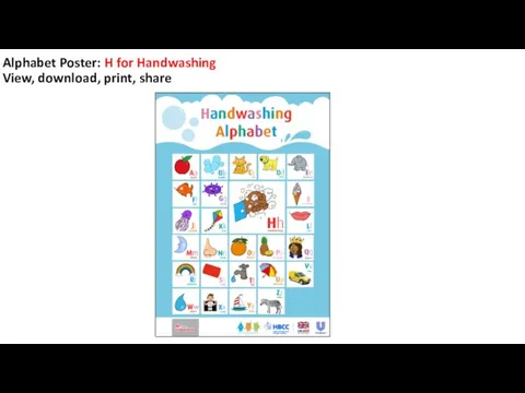 Alphabet Poster: H for Handwashing View, download, print, share