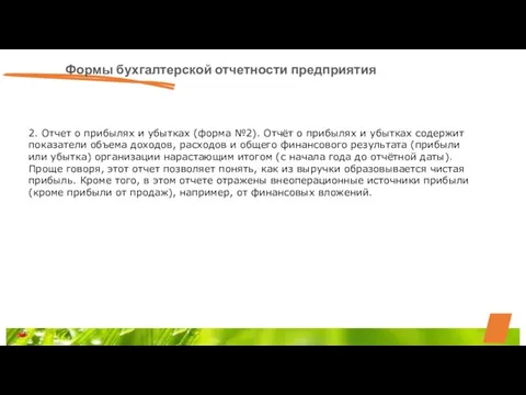 Формы бухгалтерской отчетности предприятия 2. Отчет о прибылях и убытках (форма №2).