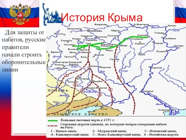 История Крыма Для защиты от набегов, русские правители начали строить оборонительные линии