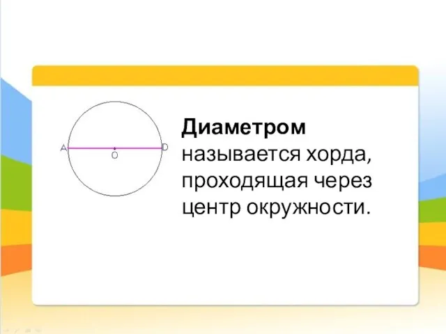 Диаметром называется хорда, проходящая через центр окружности.